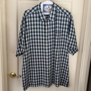 Tommy Bahama Navy and White Plaid Men's Shirt